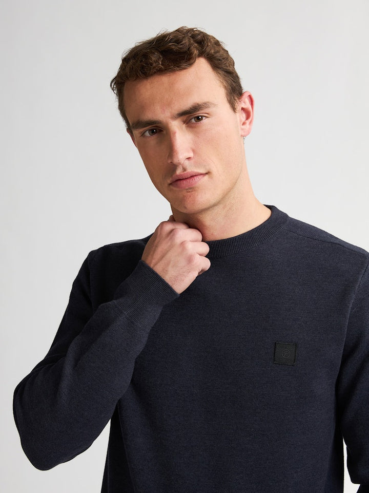 Men Knitwear Round Neck Basic - Lichtblauw