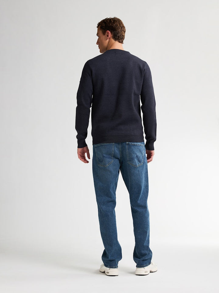 Men Knitwear Round Neck Basic - Lichtblauw