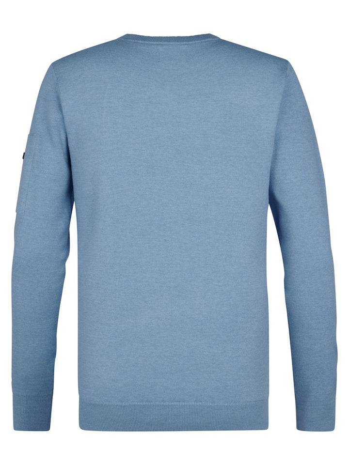 Men Knitwear Round Neck Basic - Lichtblauw