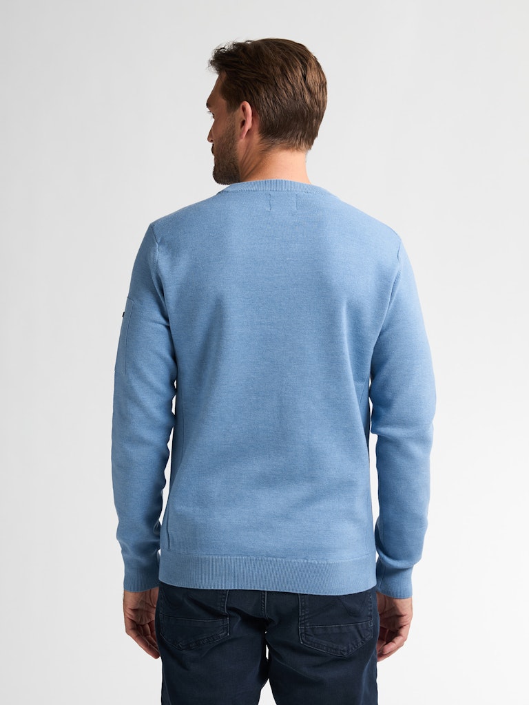 Men Knitwear Round Neck Basic - Lichtblauw