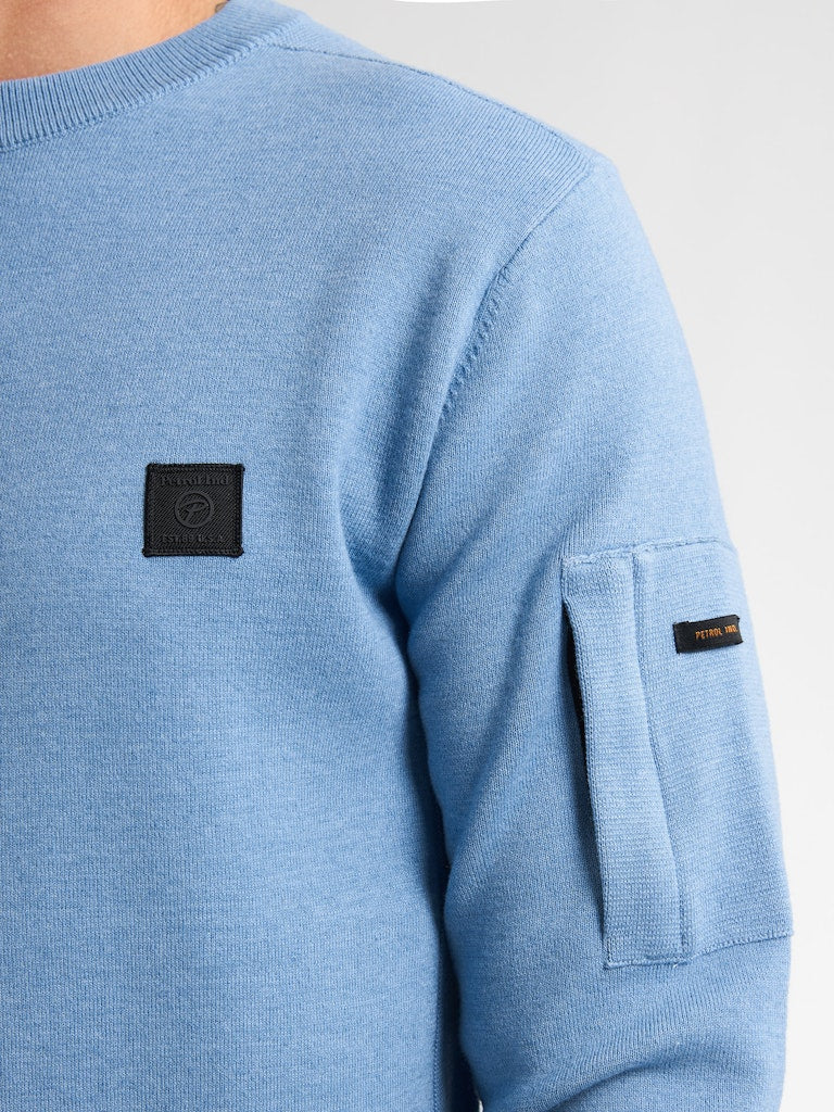 Men Knitwear Round Neck Basic - Lichtblauw