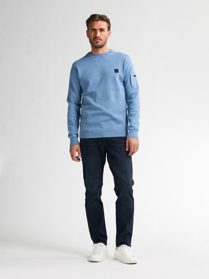 Men Knitwear Round Neck Basic - Lichtblauw