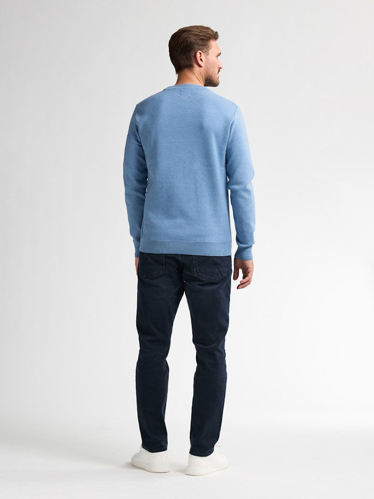 Men Knitwear Round Neck Basic - Lichtblauw