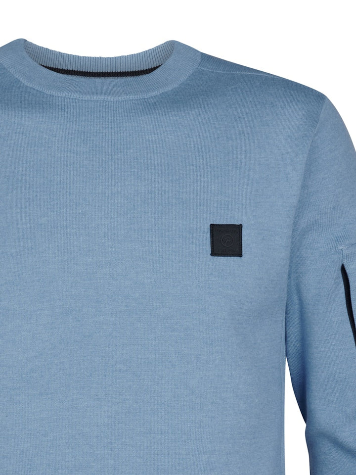 Men Knitwear Round Neck Basic - Lichtblauw