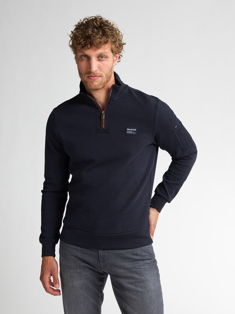 Men Sweater Collar Zip - Lichtblauw