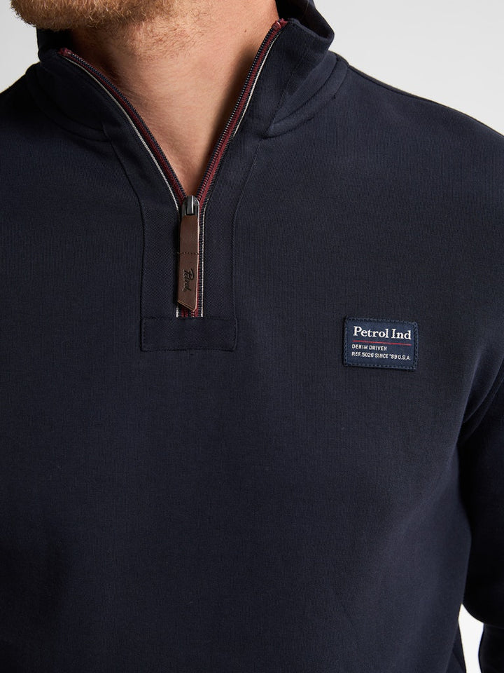 Men Sweater Collar Zip - Lichtblauw