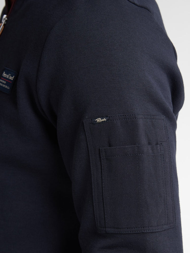 Men Sweater Collar Zip - Lichtblauw