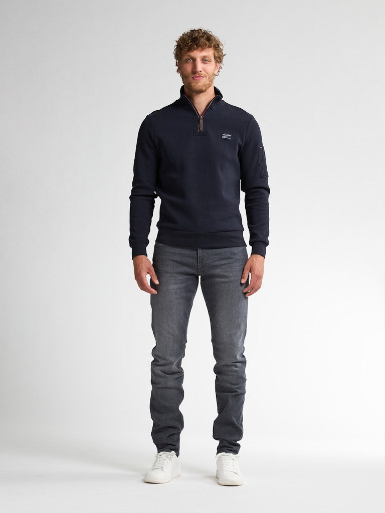 Men Sweater Collar Zip - Lichtblauw