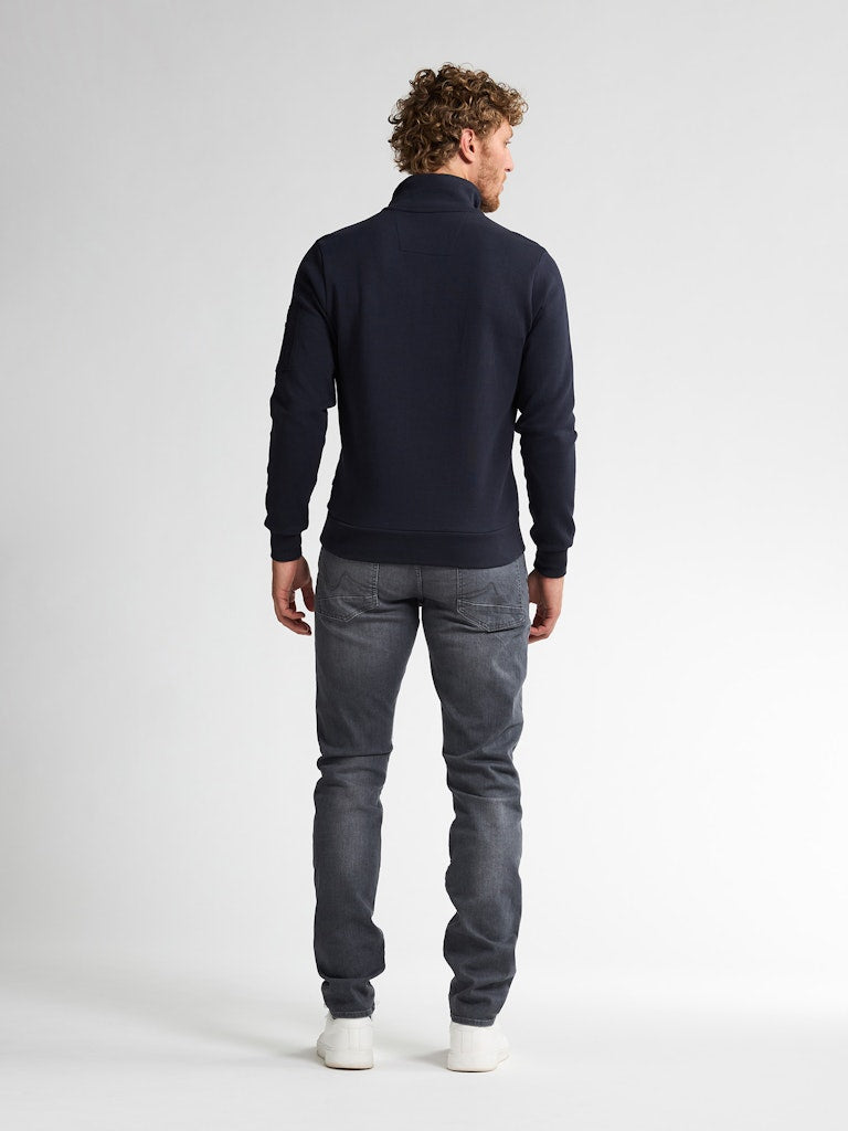 Men Sweater Collar Zip - Lichtblauw