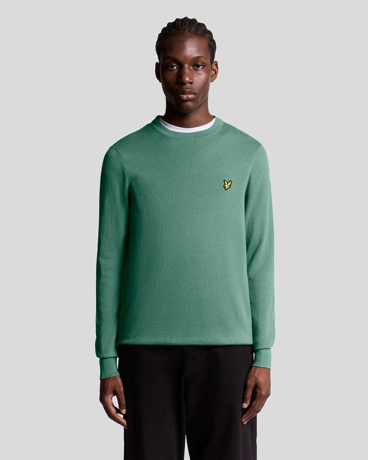 Cotton Merino Crewneck - Aqua