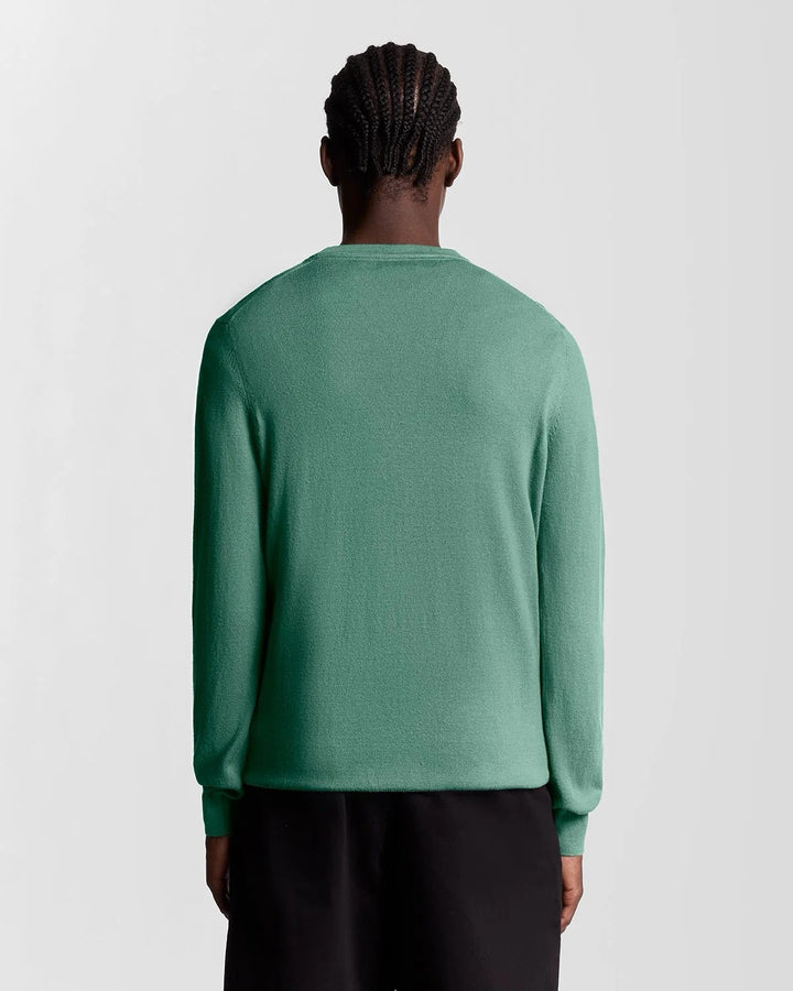Cotton Merino Crewneck - Aqua