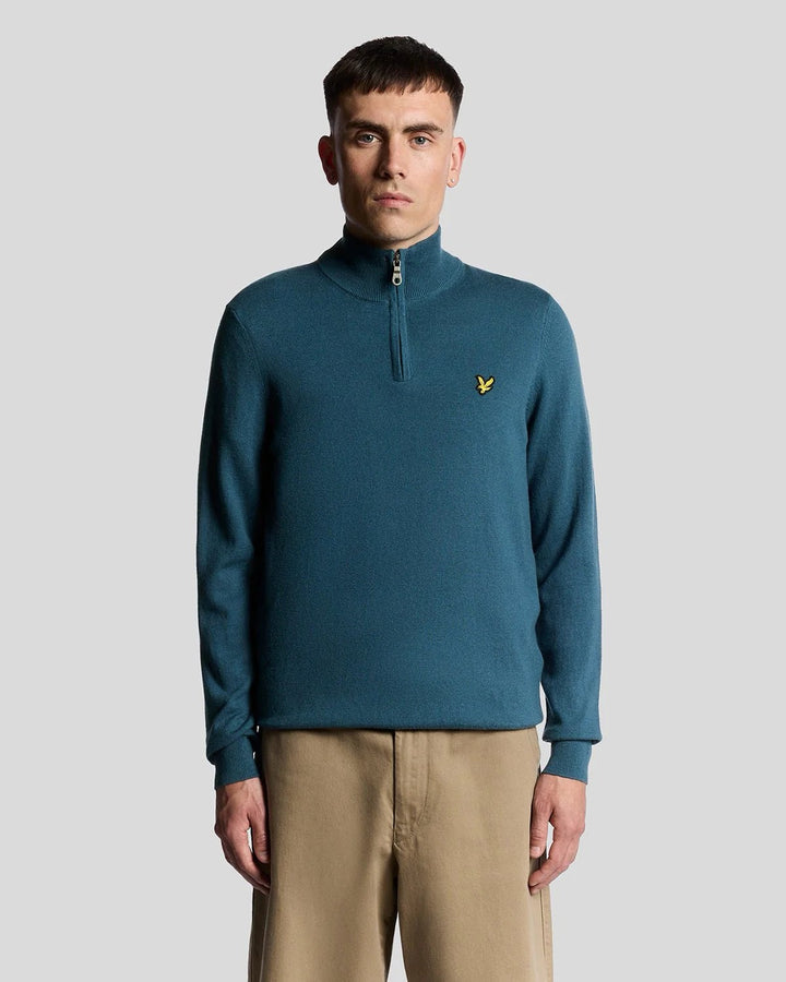 Cotten Marino Quarter Zipper - Aqua