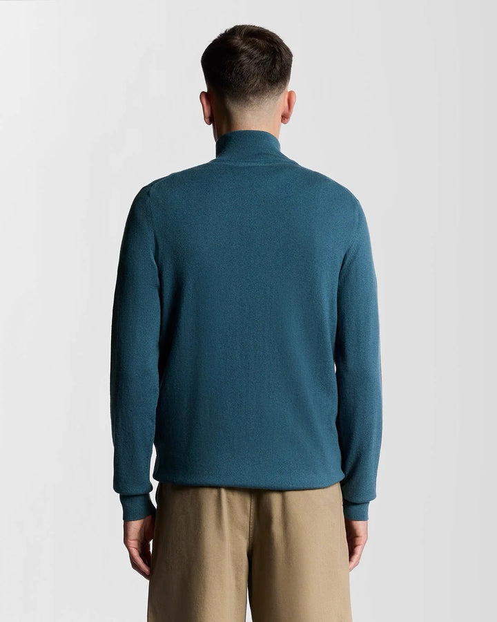 Cotten Marino Quarter Zipper - Aqua