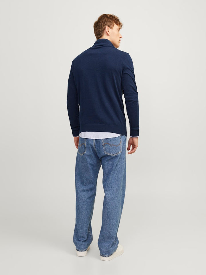 Jjeemil Knit Half Zip Noos - Rafblauw