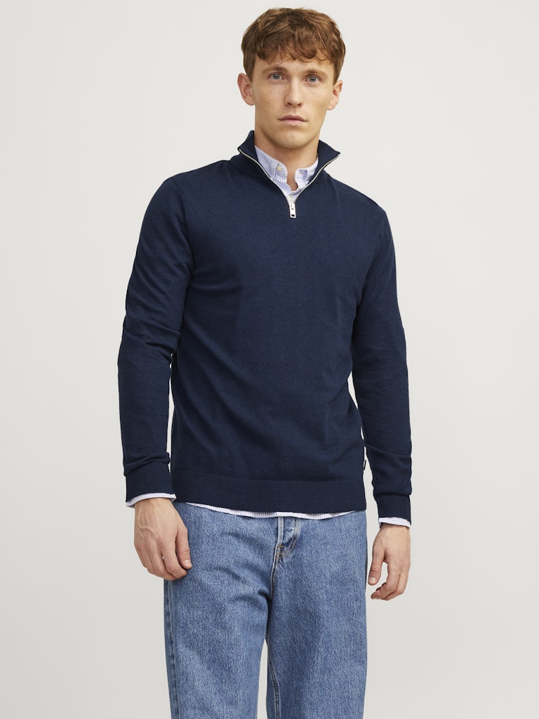 Jjeemil Knit Half Zip Noos - Rafblauw