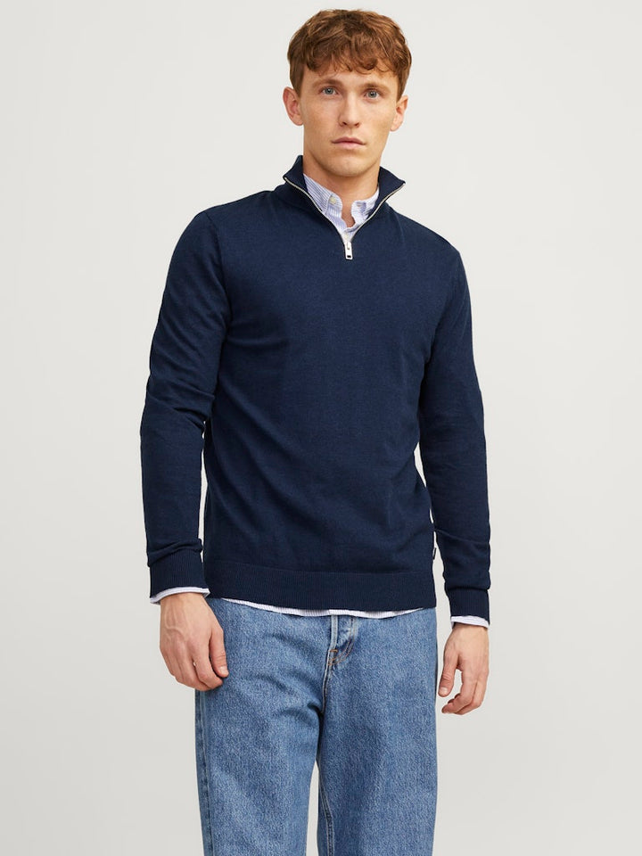 Jjeemil Knit Half Zip Noos - Rafblauw