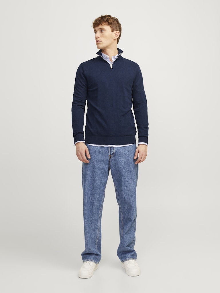Jjeemil Knit Half Zip Noos - Rafblauw