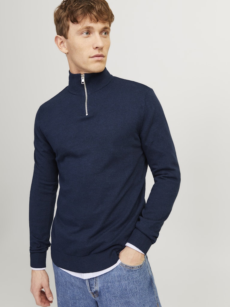 Jjeemil Knit Half Zip Noos - Rafblauw