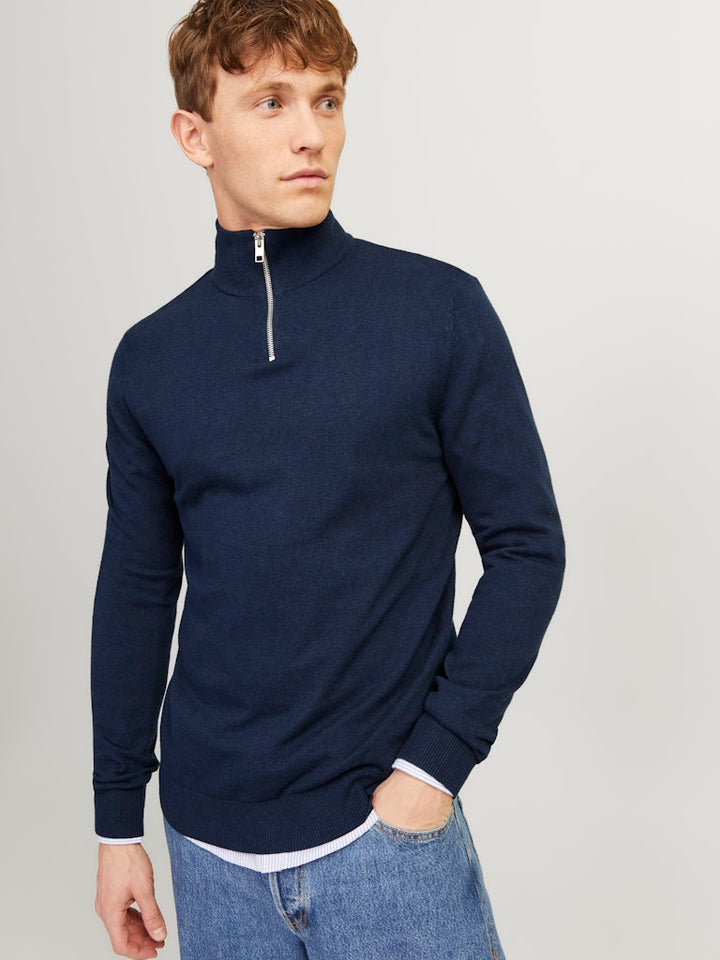 Jjeemil Knit Half Zip Noos - Rafblauw