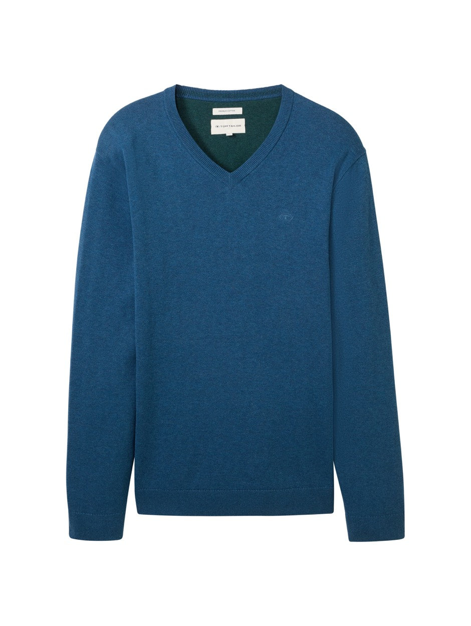 Basic V-neck - Rafblauw