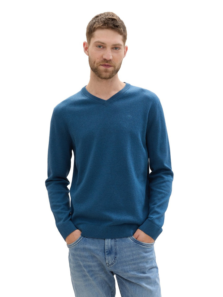 Basic V-neck - Rafblauw