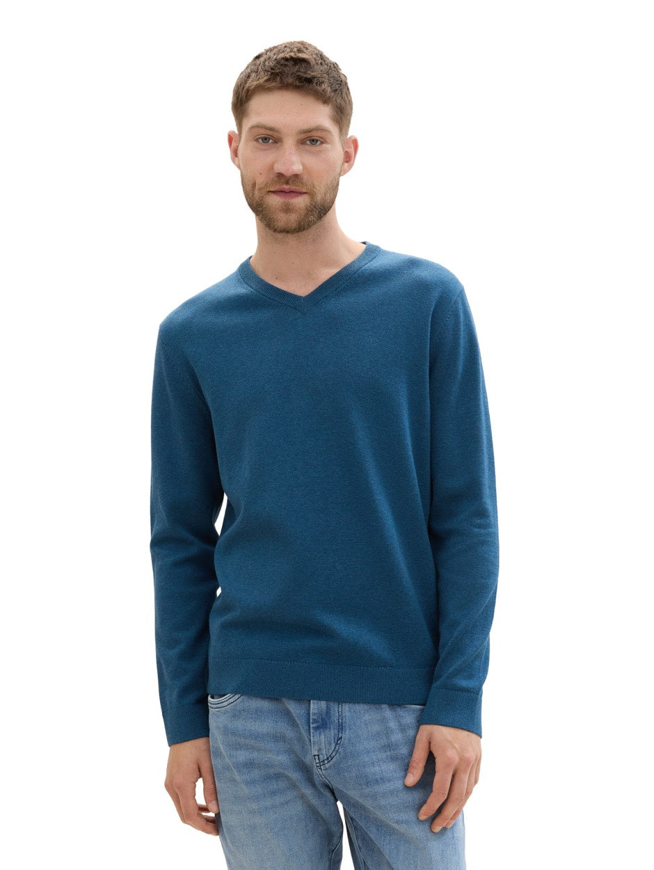 Basic V-neck - Rafblauw