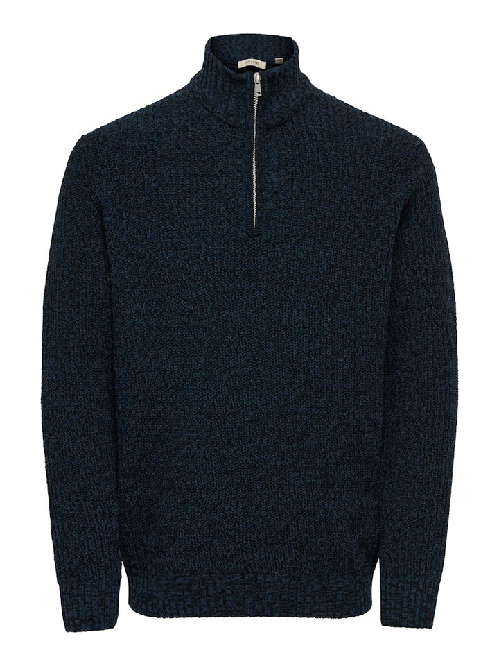 Onsjoin Reg Ls High Neck Knit Camp - Rafblauw