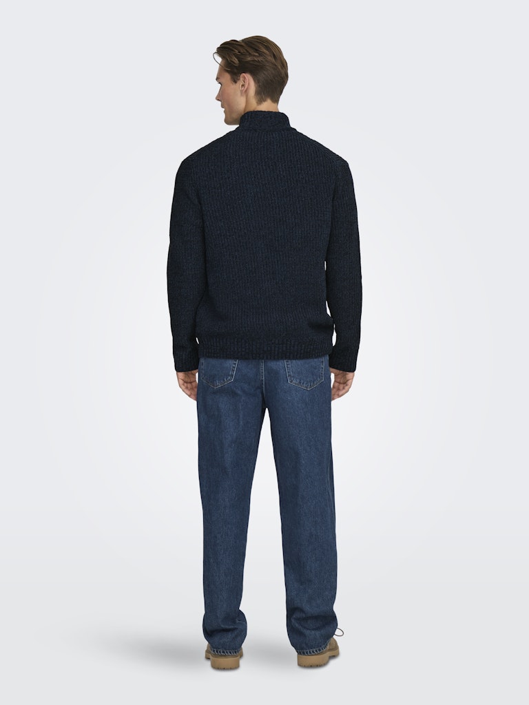 Onsjoin Reg Ls High Neck Knit Camp - Rafblauw