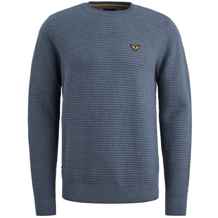 R-neck Cotton Mouline - Rafblauw