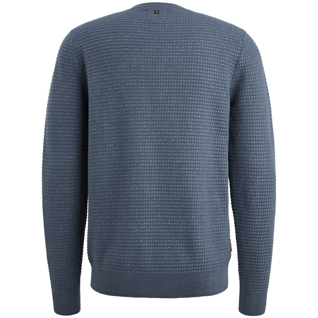 R-neck Cotton Mouline - Rafblauw