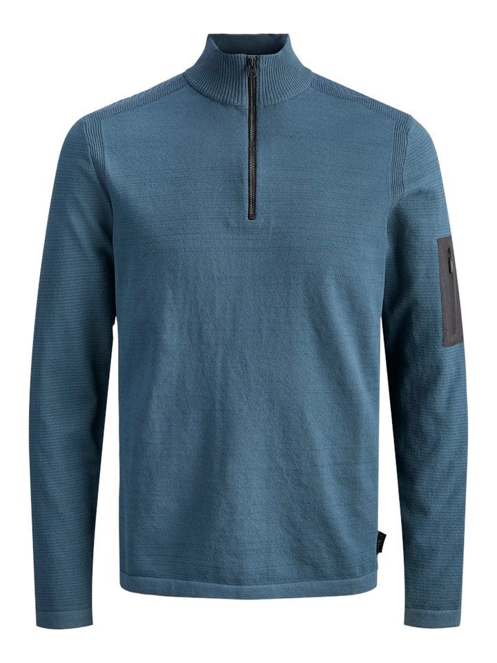 Jcomace Knit Half Zip Smu - Petrol Blauw