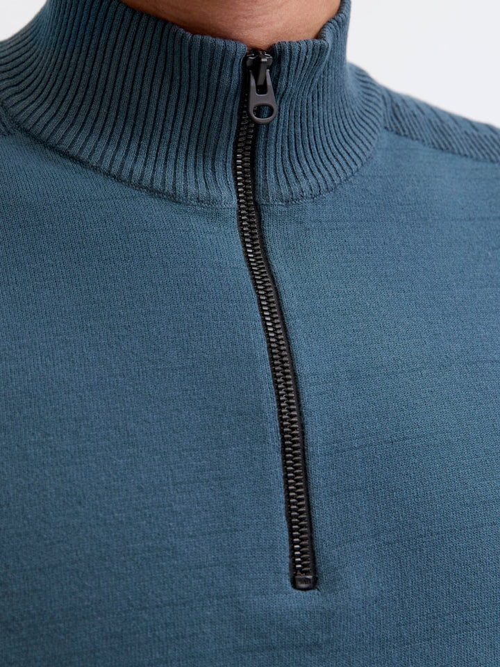 Jcomace Knit Half Zip Smu - Petrol Blauw