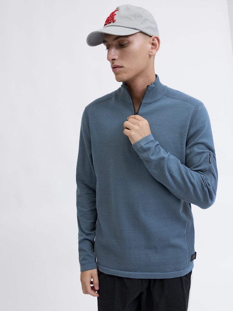 Jcomace Knit Half Zip Smu - Petrol Blauw