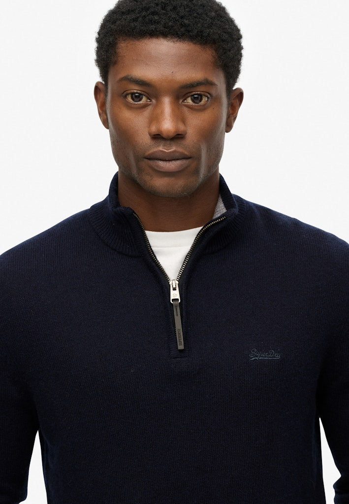 Trui Met Wolmix Zip - Navy