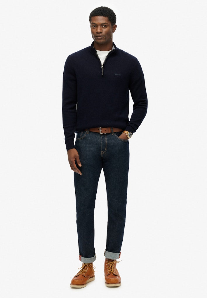 Trui Met Wolmix Zip - Navy