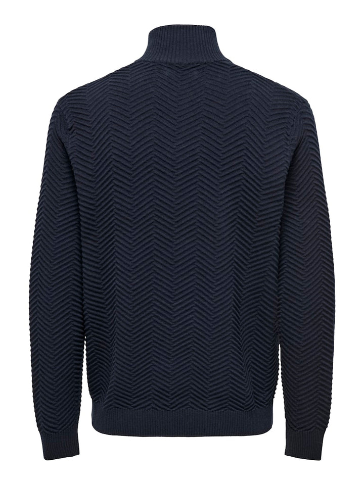 Onsmace Reg 12 Herringbon Half Zip - Navy