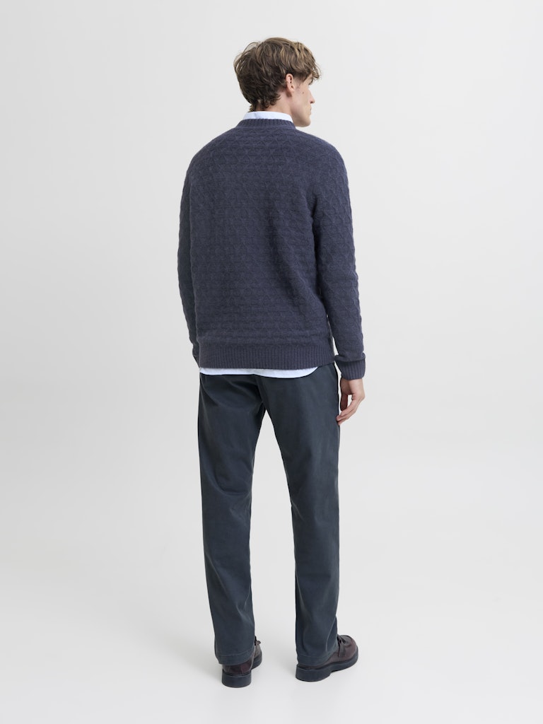 Jprblasimon Structure Knit Crew Neck Ln - Navy