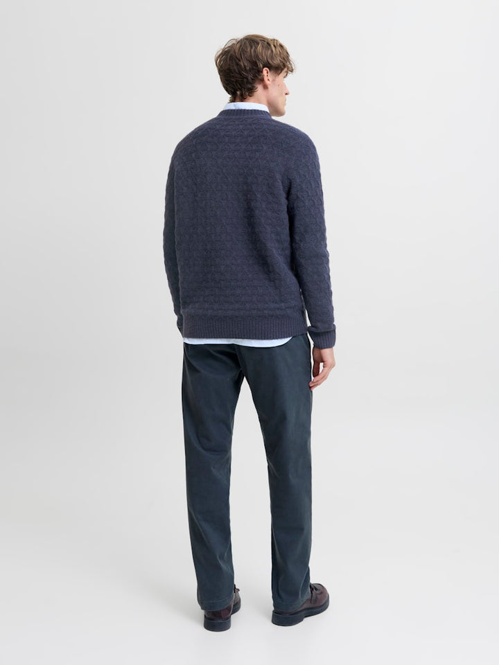 Jprblasimon Structure Knit Crew Neck Ln - Navy