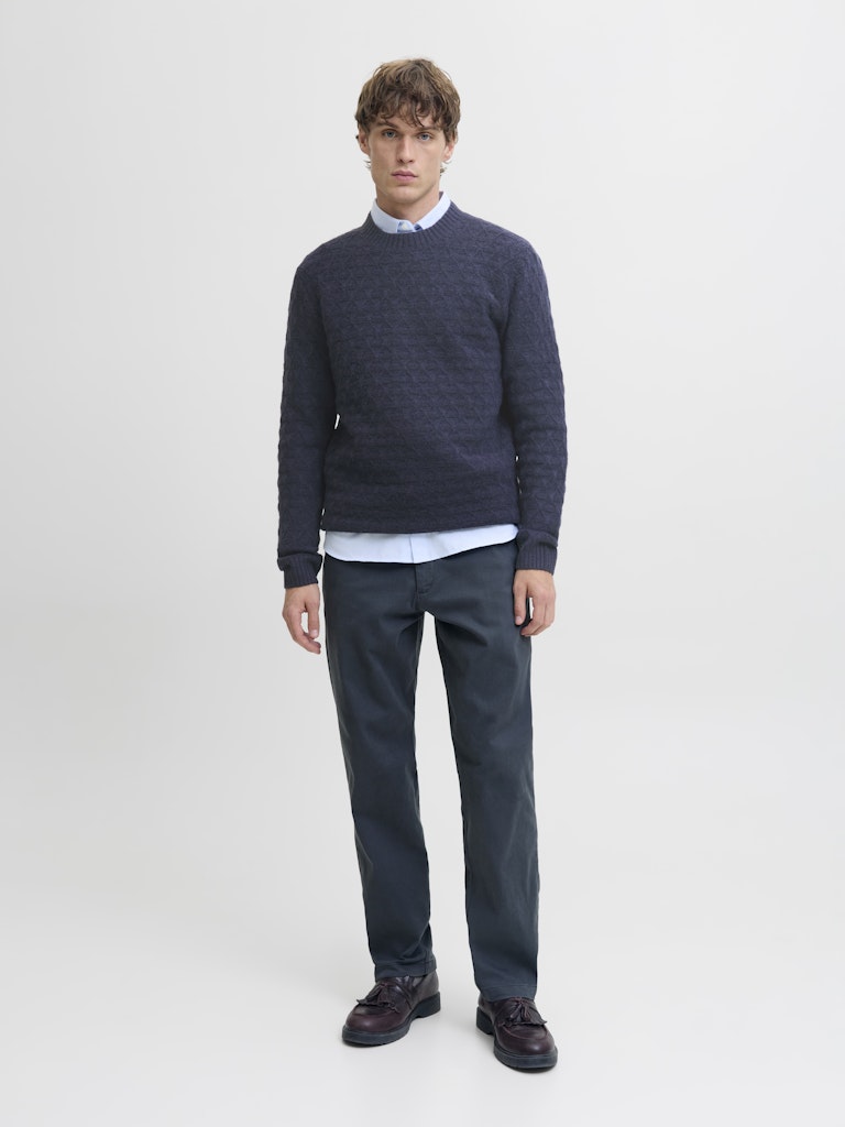 Jprblasimon Structure Knit Crew Neck Ln - Navy