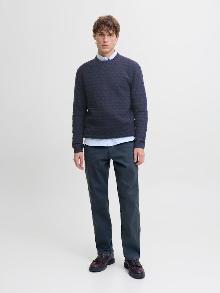 Jprblasimon Structure Knit Crew Neck Ln - Navy