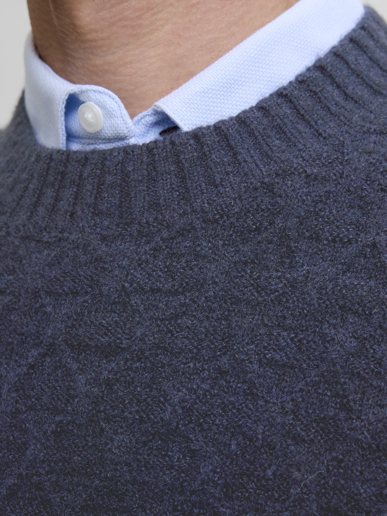 Jprblasimon Structure Knit Crew Neck Ln - Navy