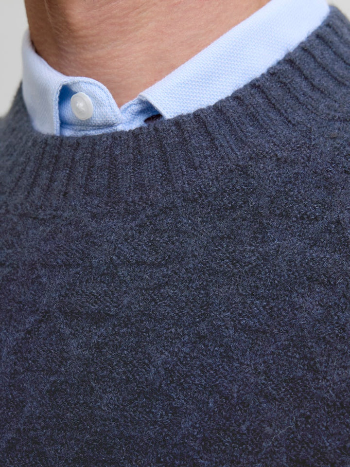 Jprblasimon Structure Knit Crew Neck Ln - Navy