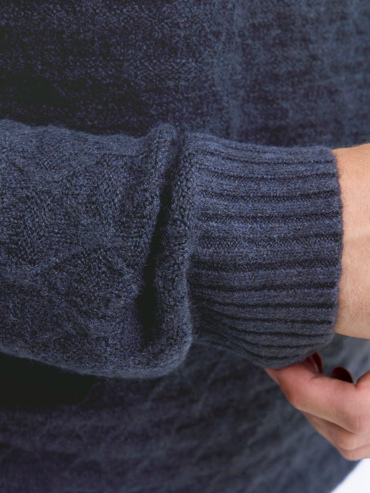 Jprblasimon Structure Knit Crew Neck Ln - Navy