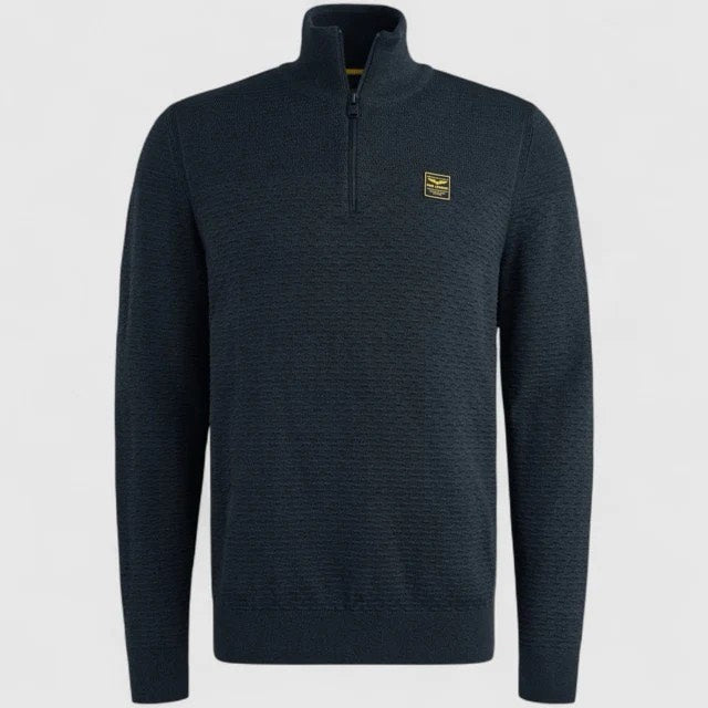 Half Zip Collar Cotton Mouline (or - Navy