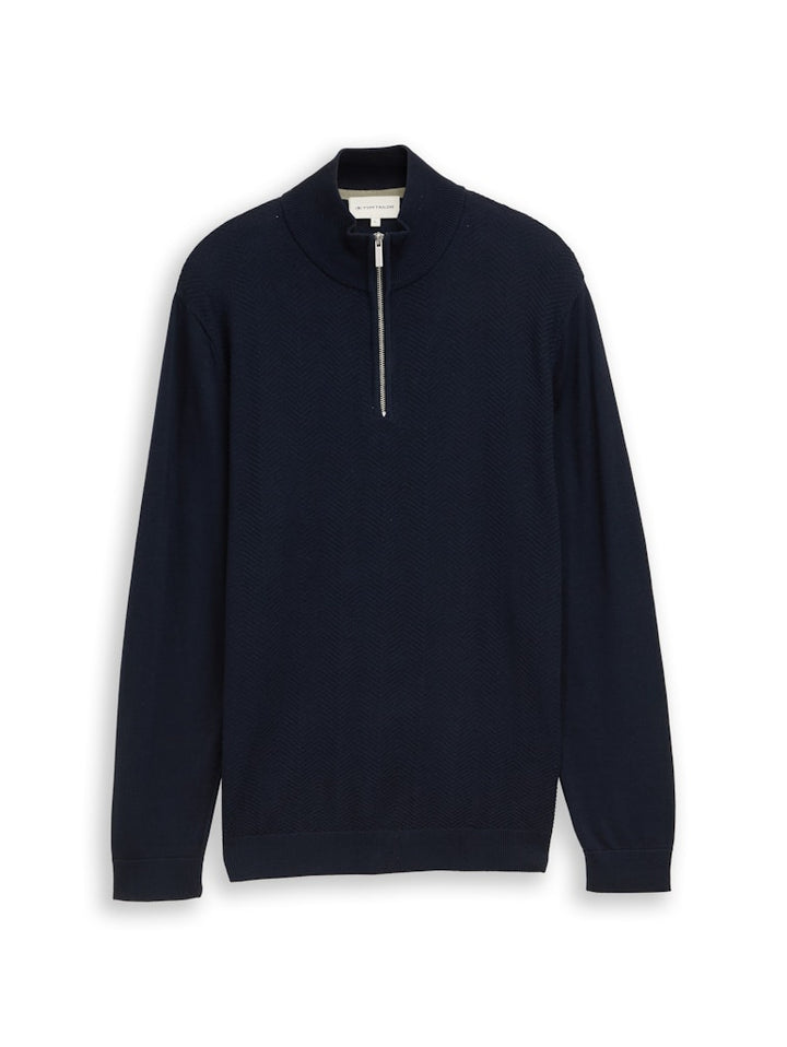 Knitted Herringbone Troyer - Navy