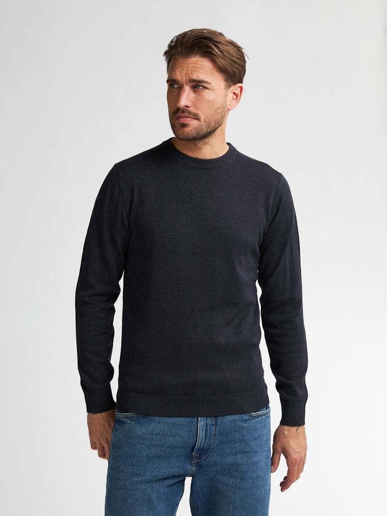 Men Knitwear Round Neck Basic - Navy