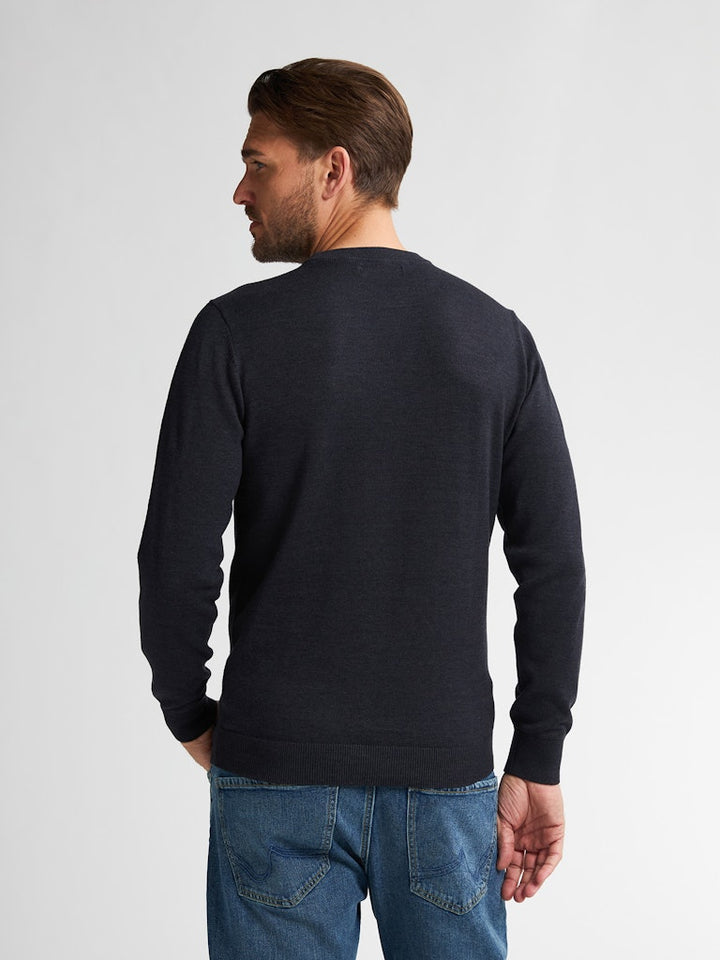 Men Knitwear Round Neck Basic - Navy