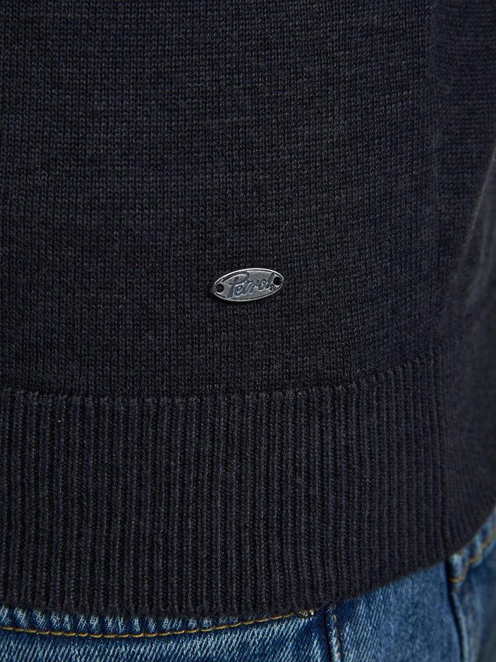 Men Knitwear Round Neck Basic - Navy