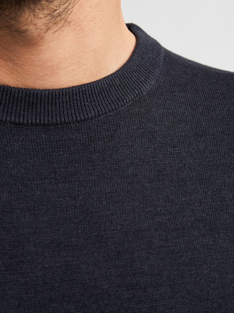 Men Knitwear Round Neck Basic - Navy
