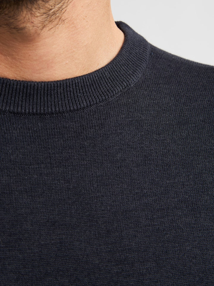 Men Knitwear Round Neck Basic - Navy